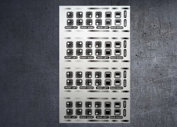 Universal 4 ring hob indicators in black with white markings, whole sheet. (image for) Universal 4 ring hob indicators in black with white markings, whole sheet.