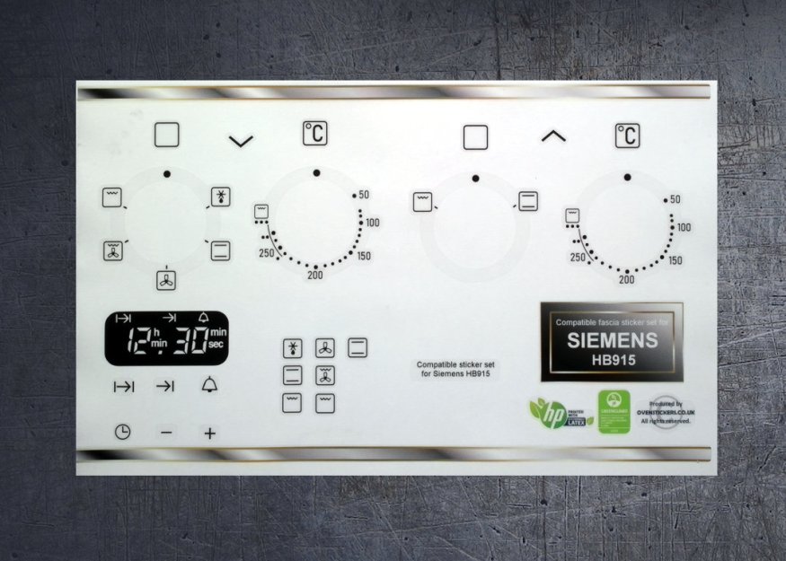 (image for) Siemens HB915... series compatible panel fascia sticker set. - Click Image to Close