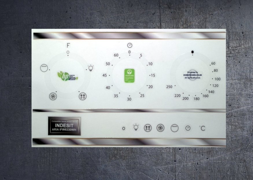 (image for) INDESIT Aria IFW 6330 IX/WH compatible fascia sticker set. - Click Image to Close